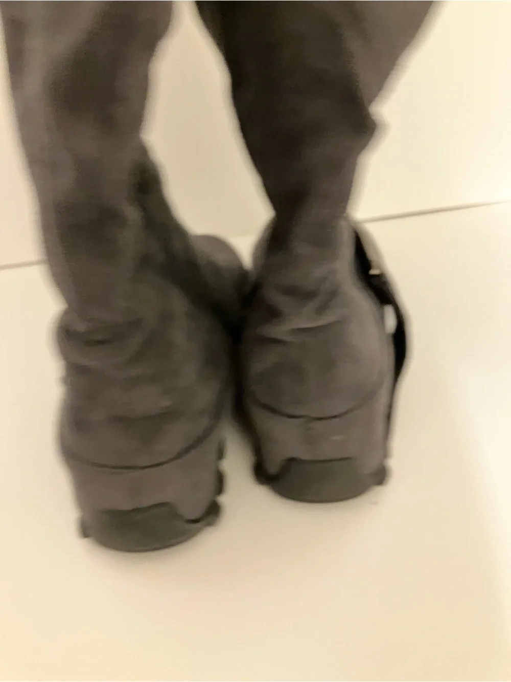 Source Unknown Dark Gray Over-the-Knee Buckle Boots